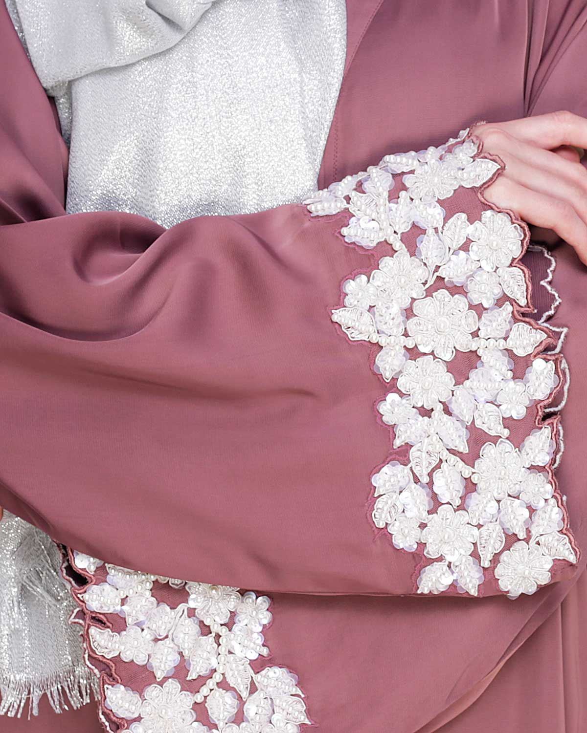 Dreamy Pearl Dubai Style Abaya Flamingo Pink