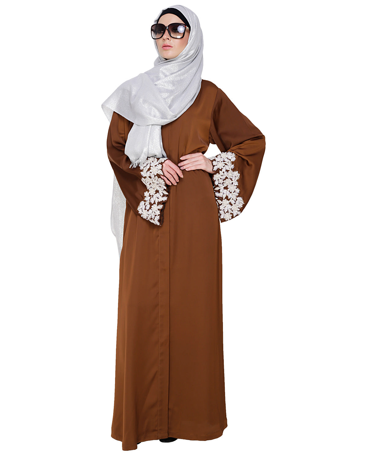 Dreamy Pearl Dubai Style Abaya Golden Brown