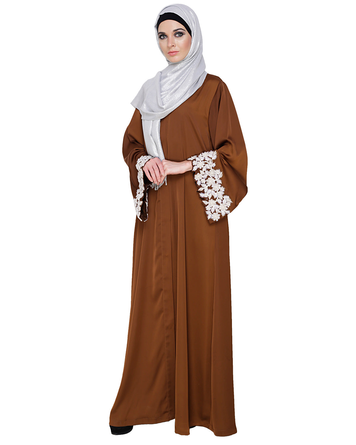 Dreamy Pearl Dubai Style Abaya Golden Brown