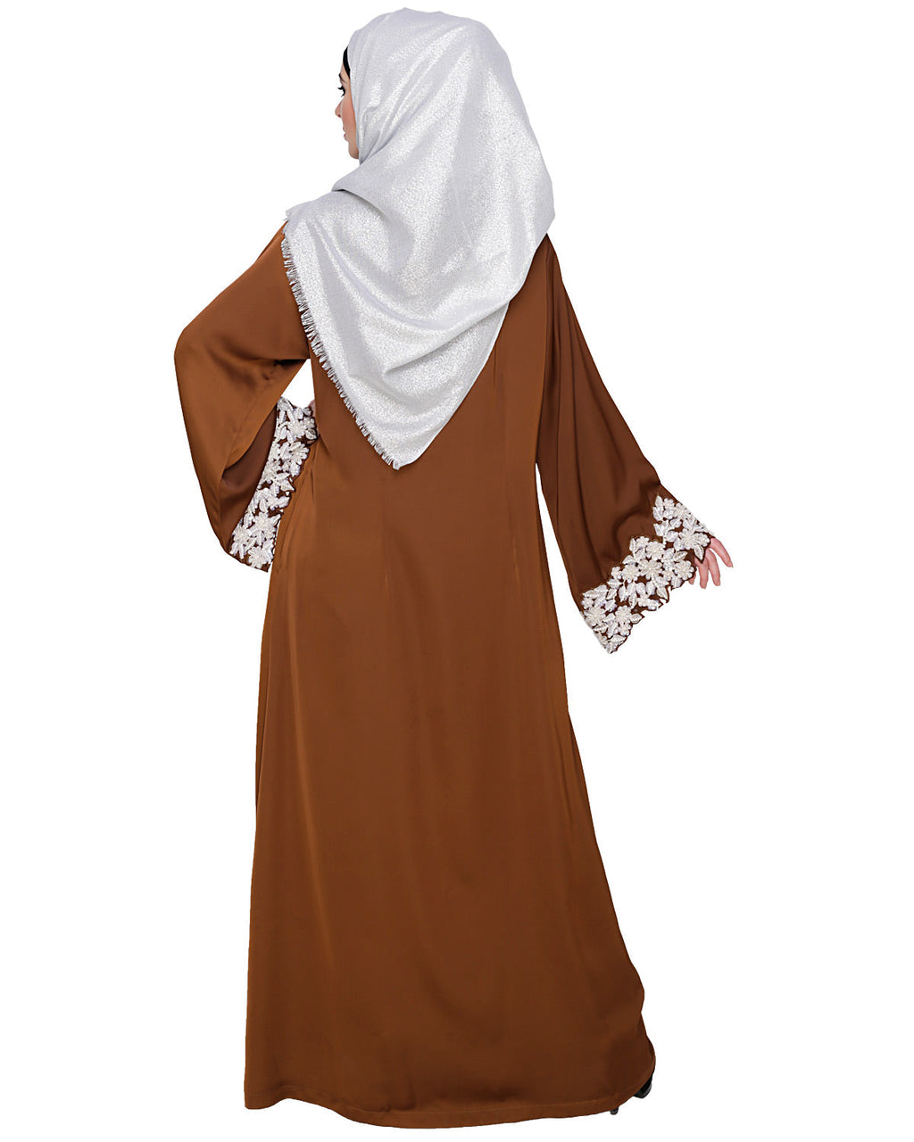Dreamy Pearl Dubai Style Abaya Golden Brown