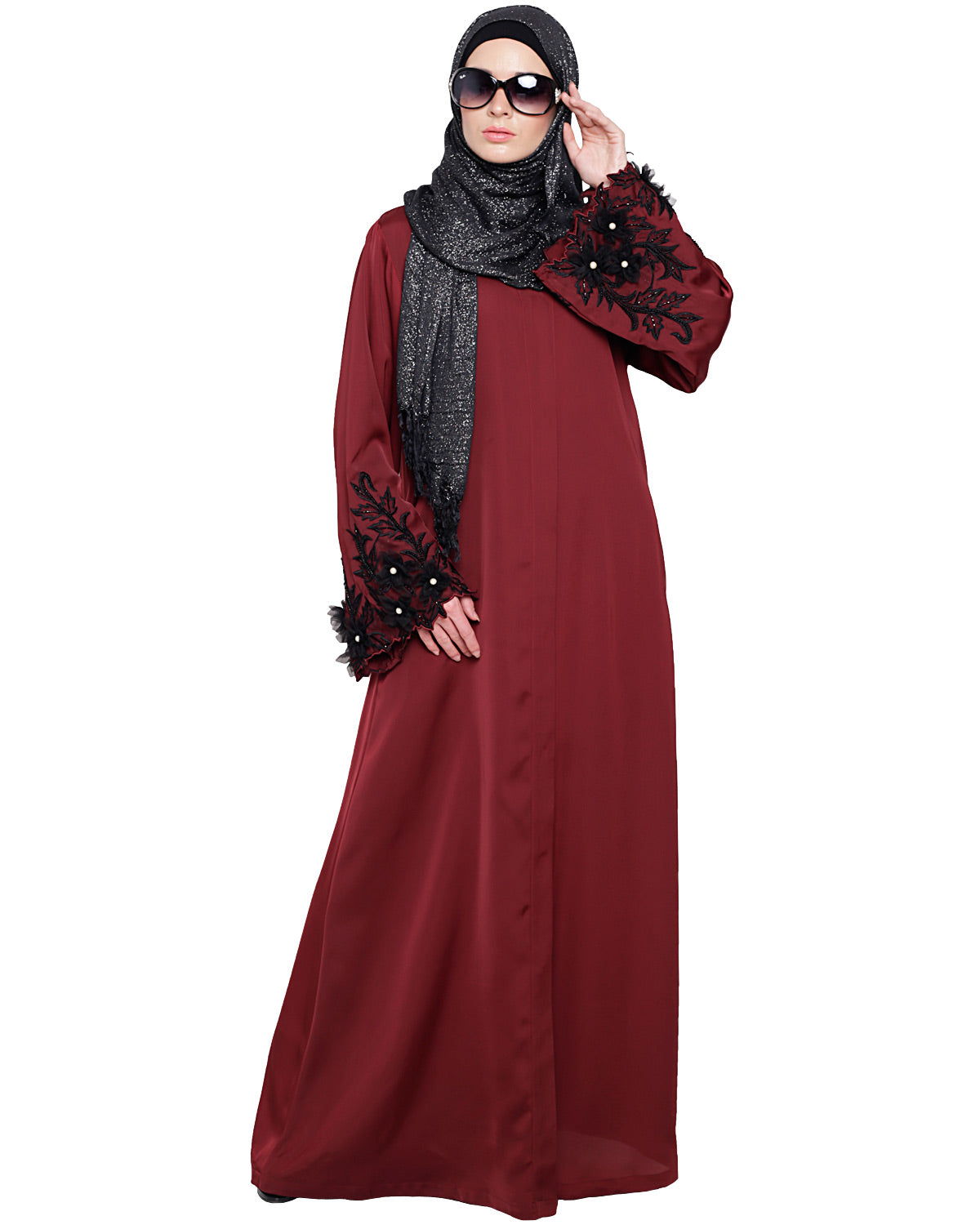 Majestic Dubai style Abaya Burgundy