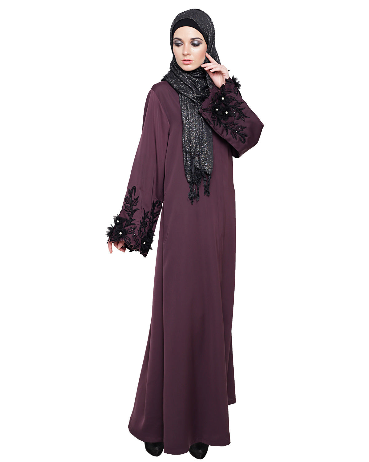 Majestic Dubai style Abaya Purple