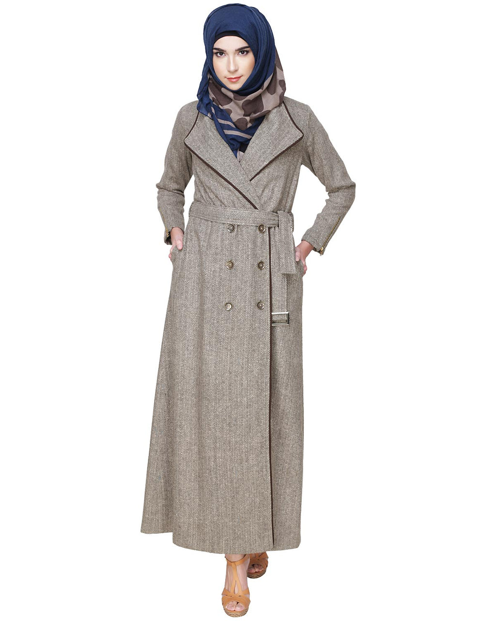 Seaweed Jacket/Coat Abaya Cream Brown