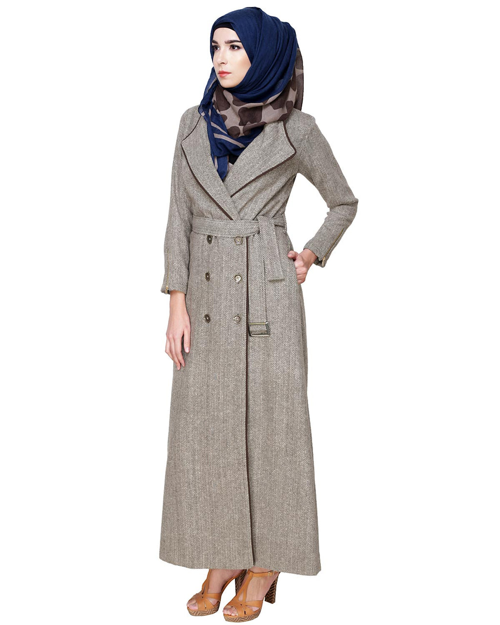 Seaweed Jacket/Coat Abaya Cream Brown