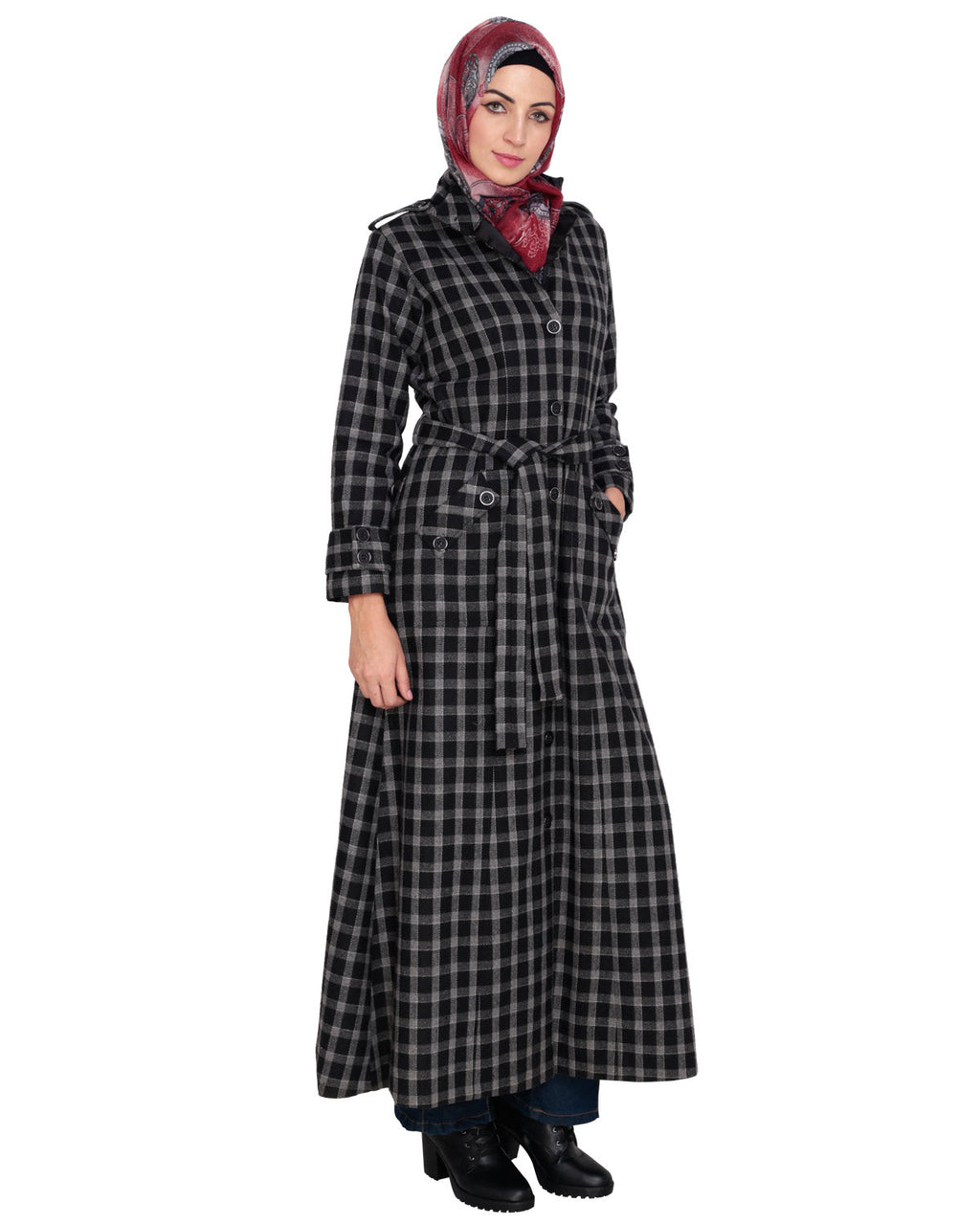 Black Single Breasted Panel Coat Black