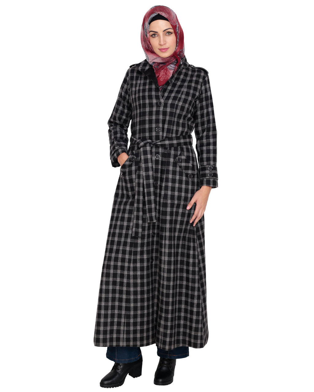 Black Single Breasted Panel Coat Black