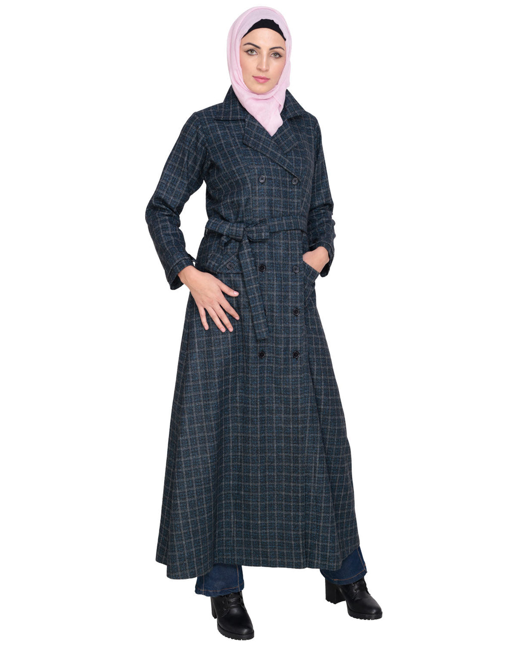 Blue Notch Lapel panel Coat Blue