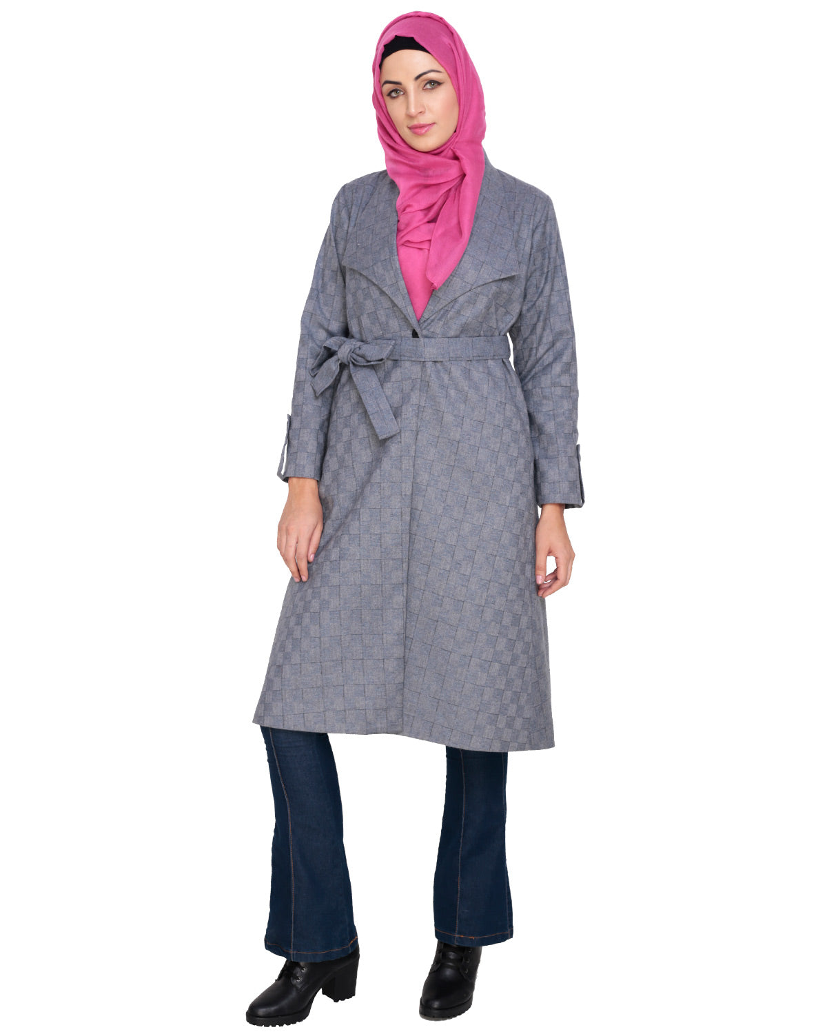 Grey Shalw Collar Single Button coat Grey