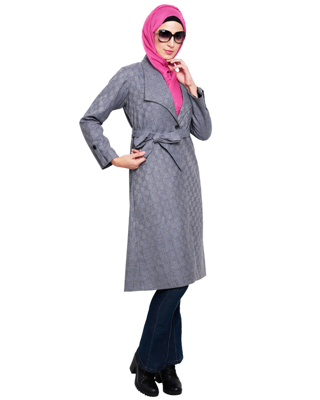 Grey Shalw Collar Single Button coat Grey