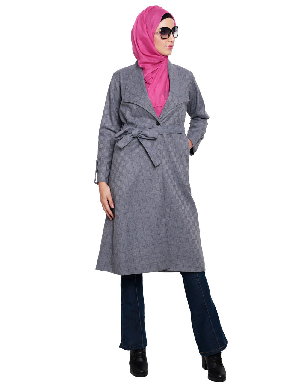 Grey Shalw Collar Single Button coat Grey