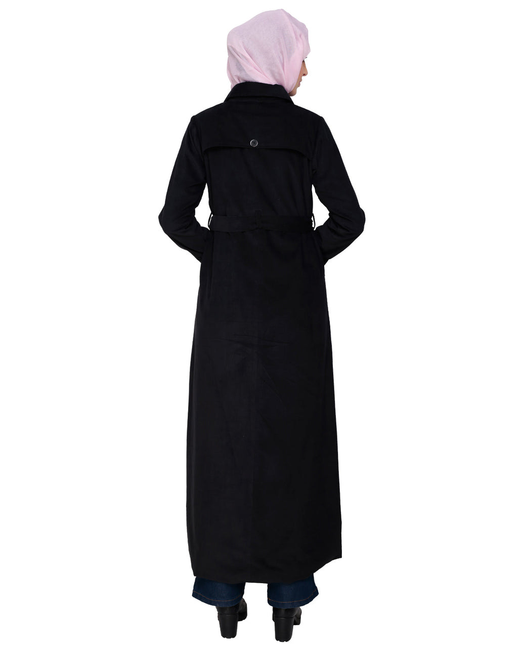 Shirt Collar Double Breasted Coat Black