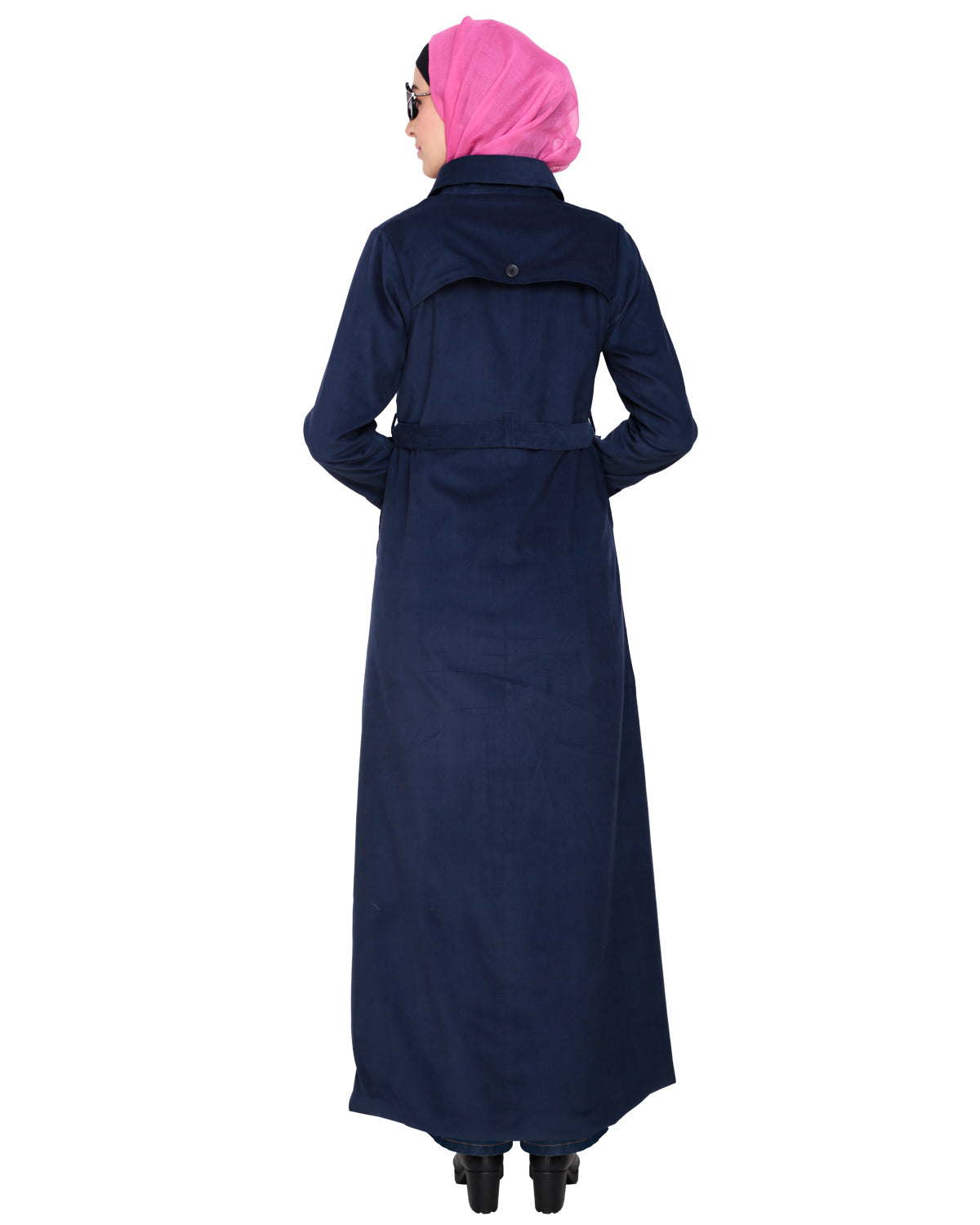 Shirt Collar Double Breasted Coat Blue