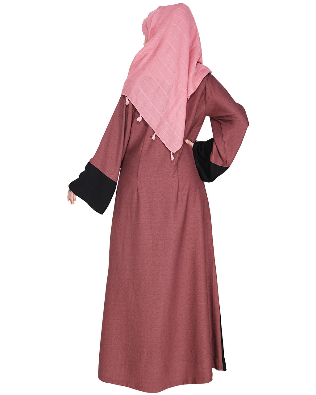 Elegant Floral Onion Pink Abaya Onion Pink