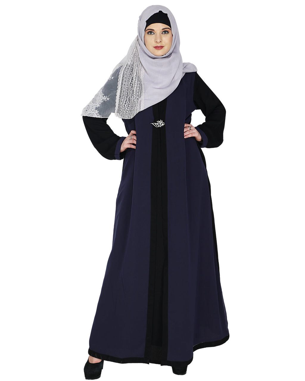 Layered Maxi Dress Abaya Blue