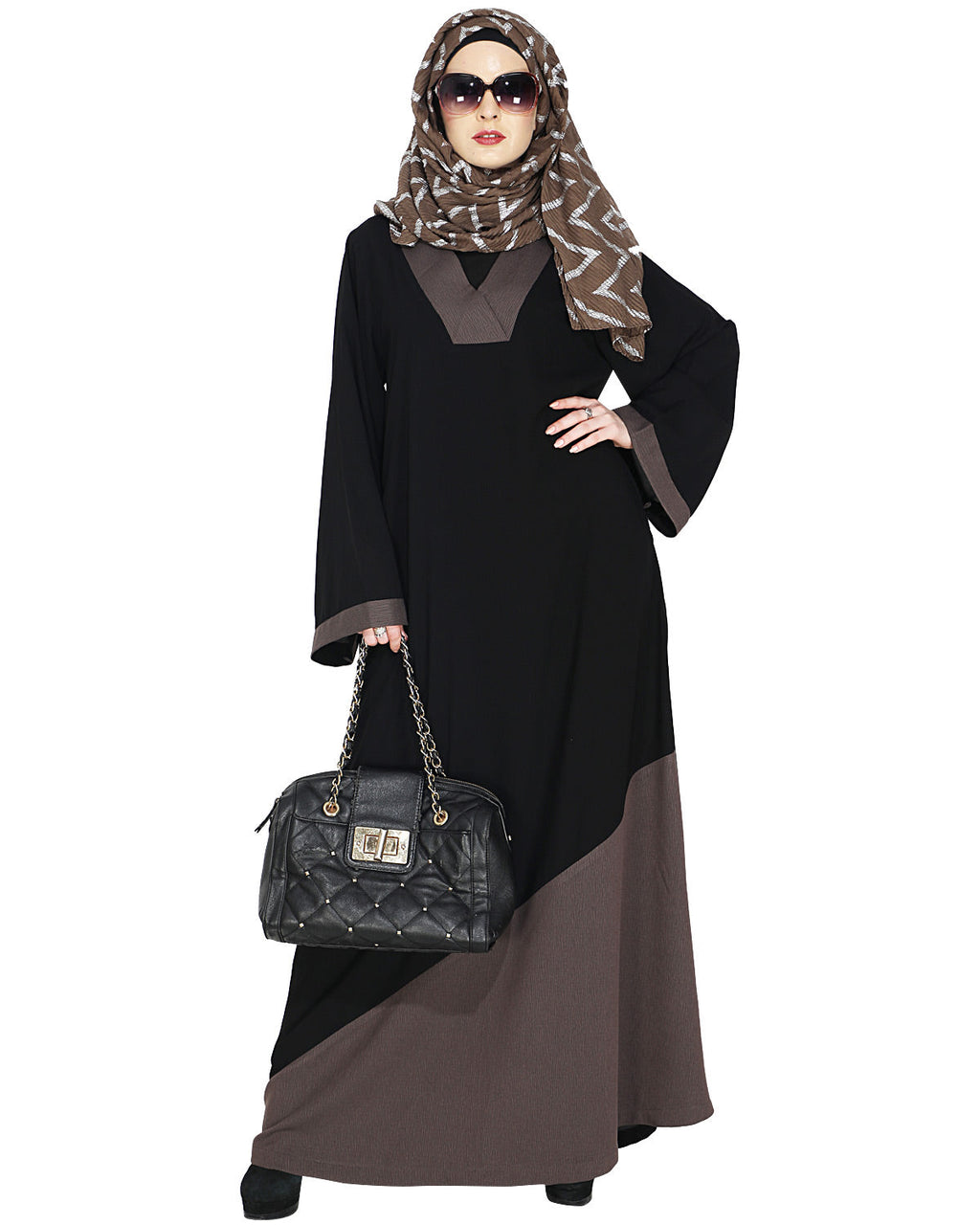 Casual Highlighted Abaya Brown