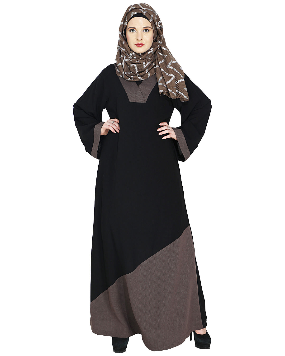 Casual Highlighted Abaya Brown