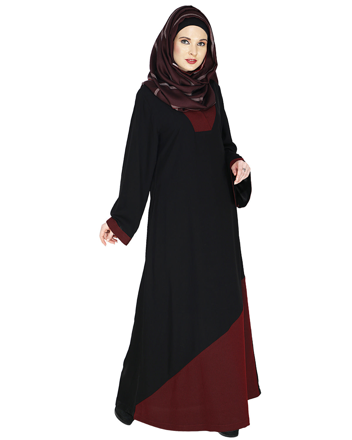 Casual Highlighted Abaya Wine