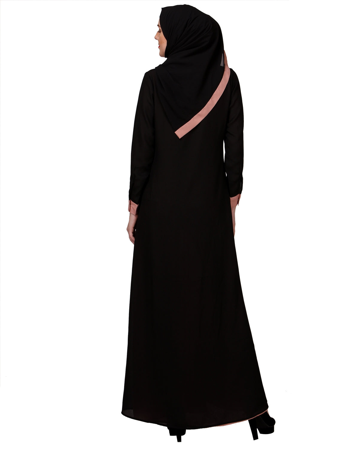 Pretty Pink Layered Abaya Pink & Black