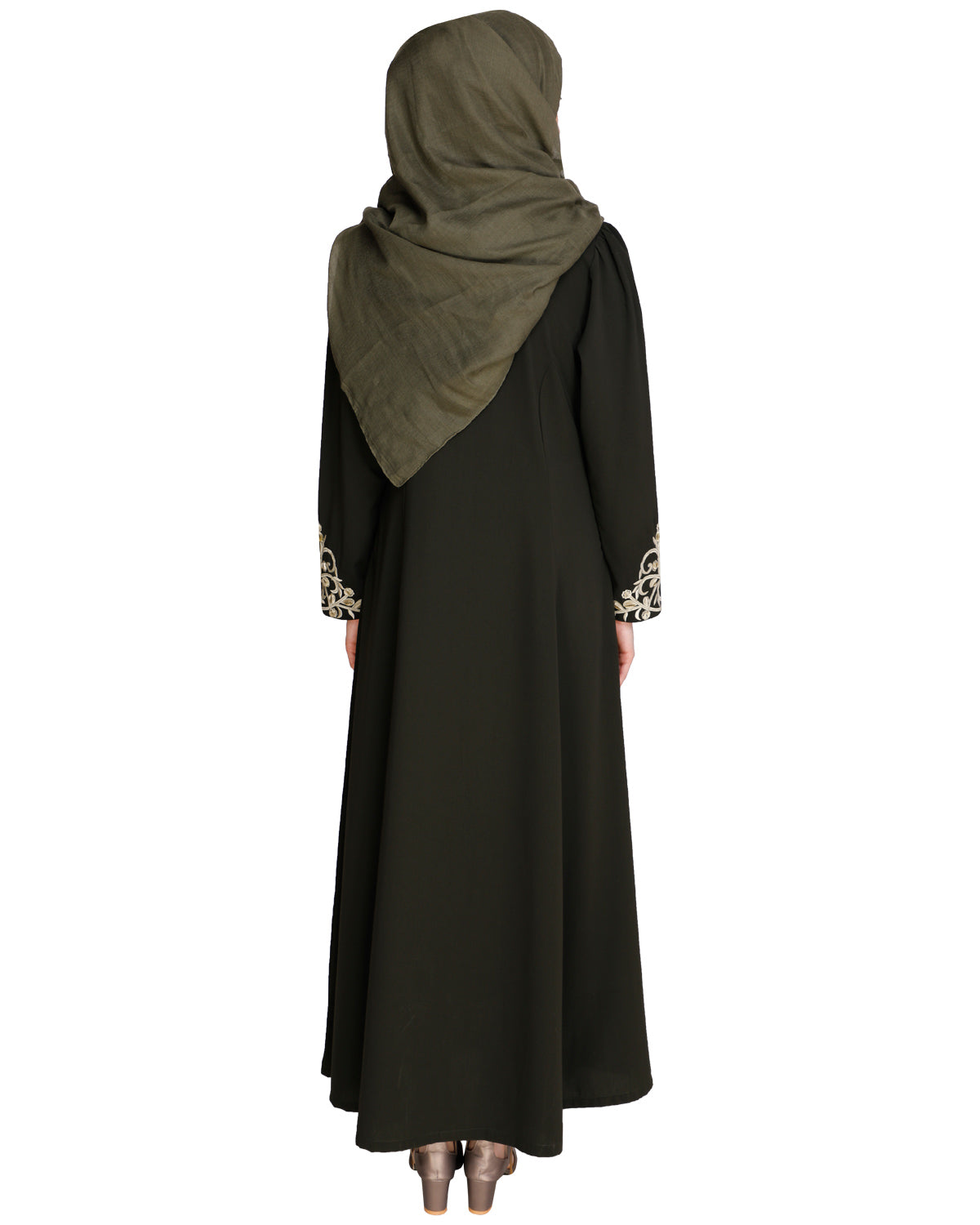 Feather Shot Abaya Dark Olive