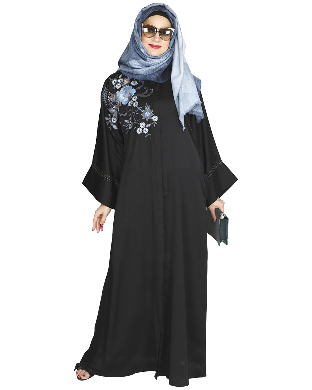 Daisy Drill Abaya Black