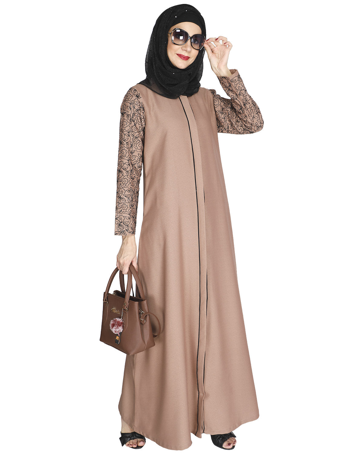 Role Down Abaya Beige