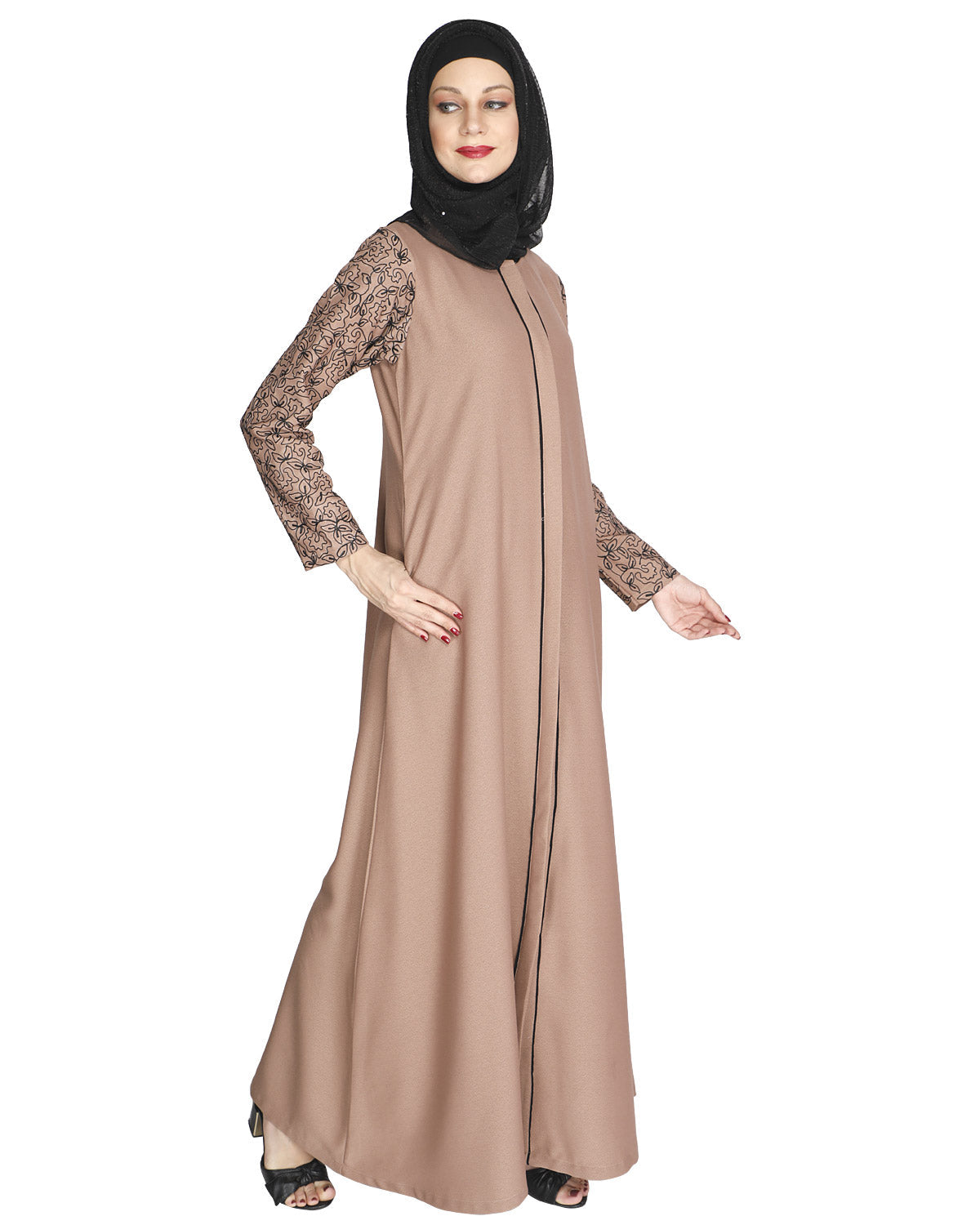 Role Down Abaya Beige
