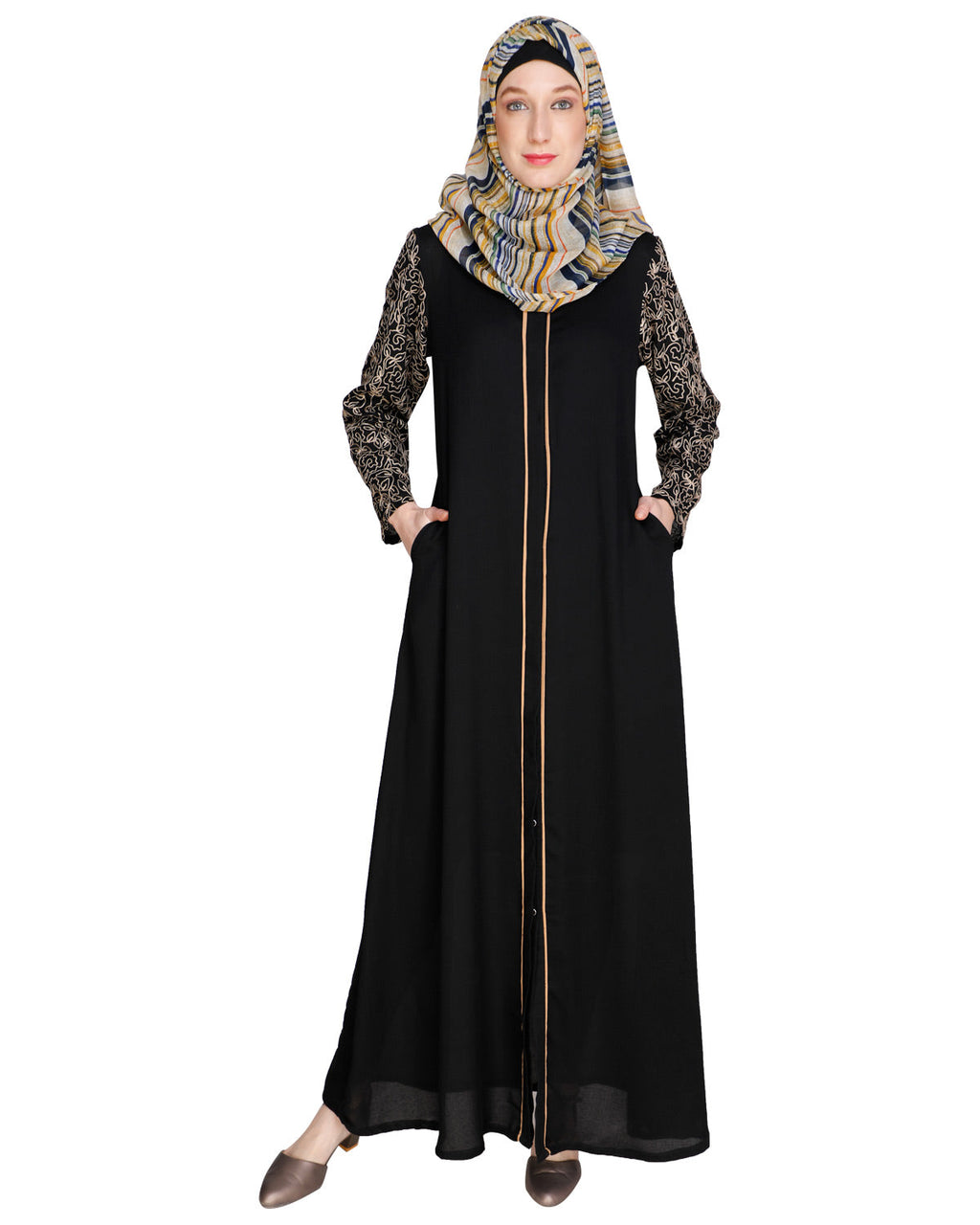 Role Down Abaya Black