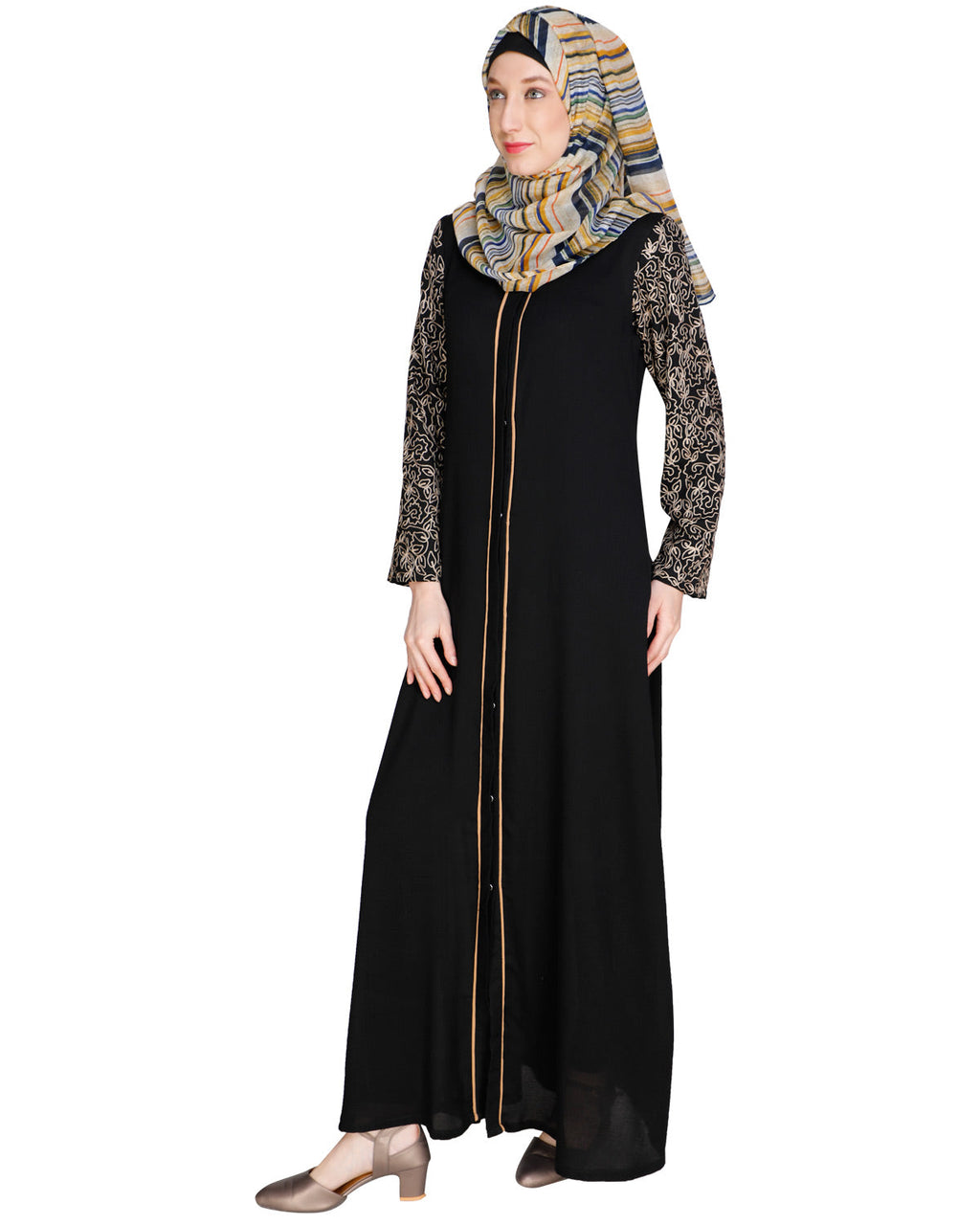 Role Down Abaya Black
