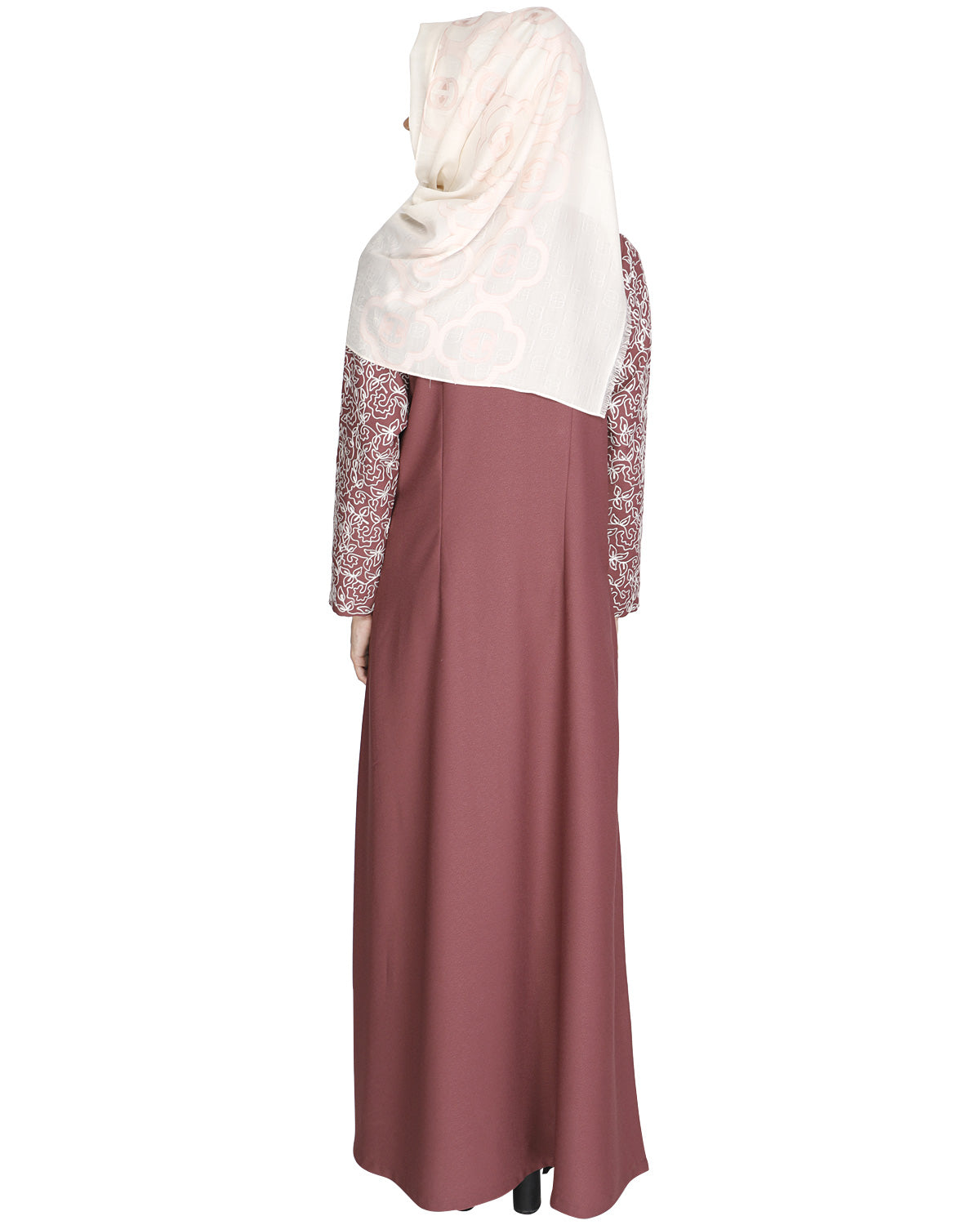 Role Down Abaya Pink