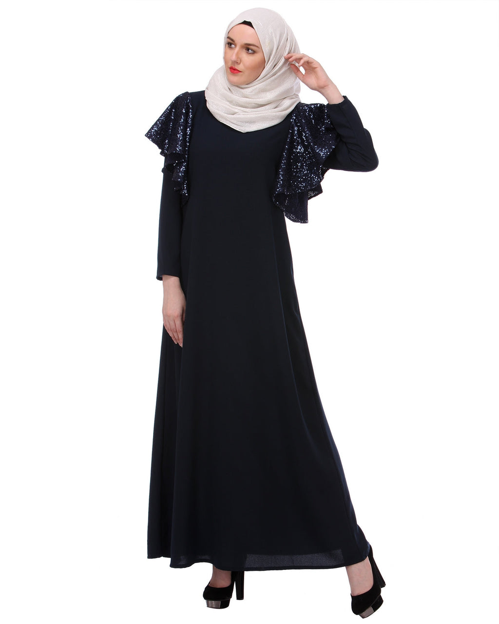 Butterfly Blue sequined Abaya Blue