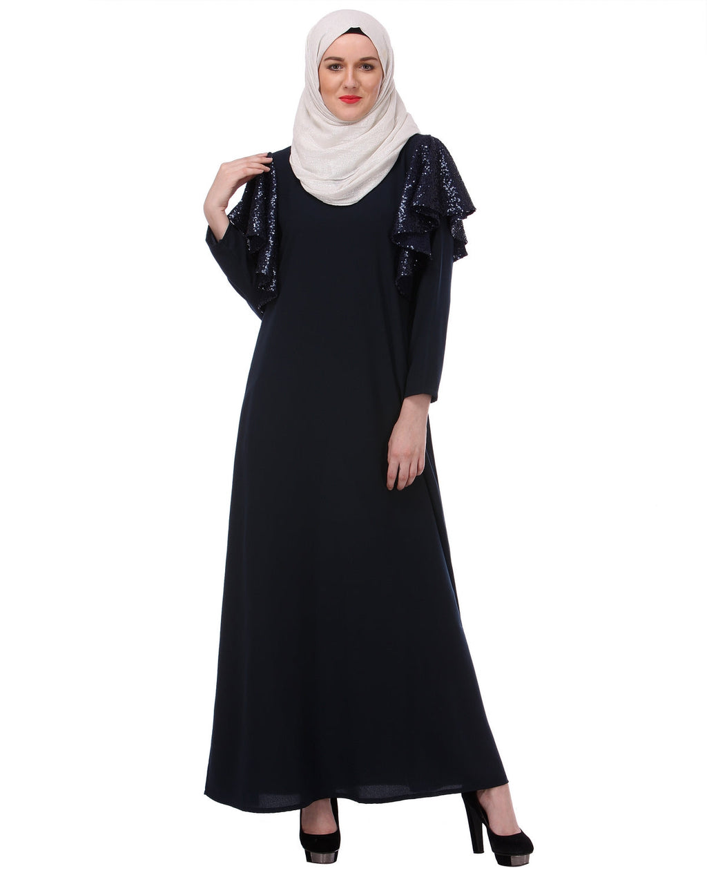 Butterfly Blue sequined Abaya Blue