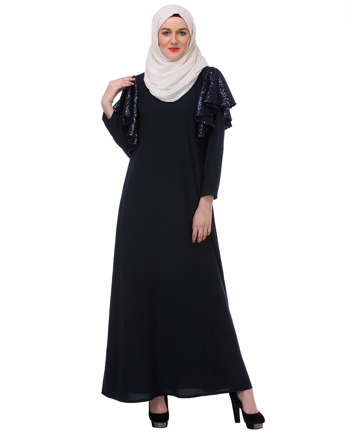 Butterfly Blue sequined Abaya Blue