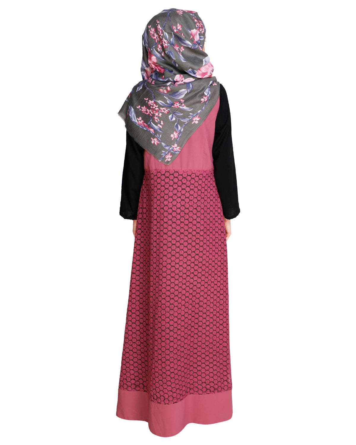 Lace Jacket Abaya Black