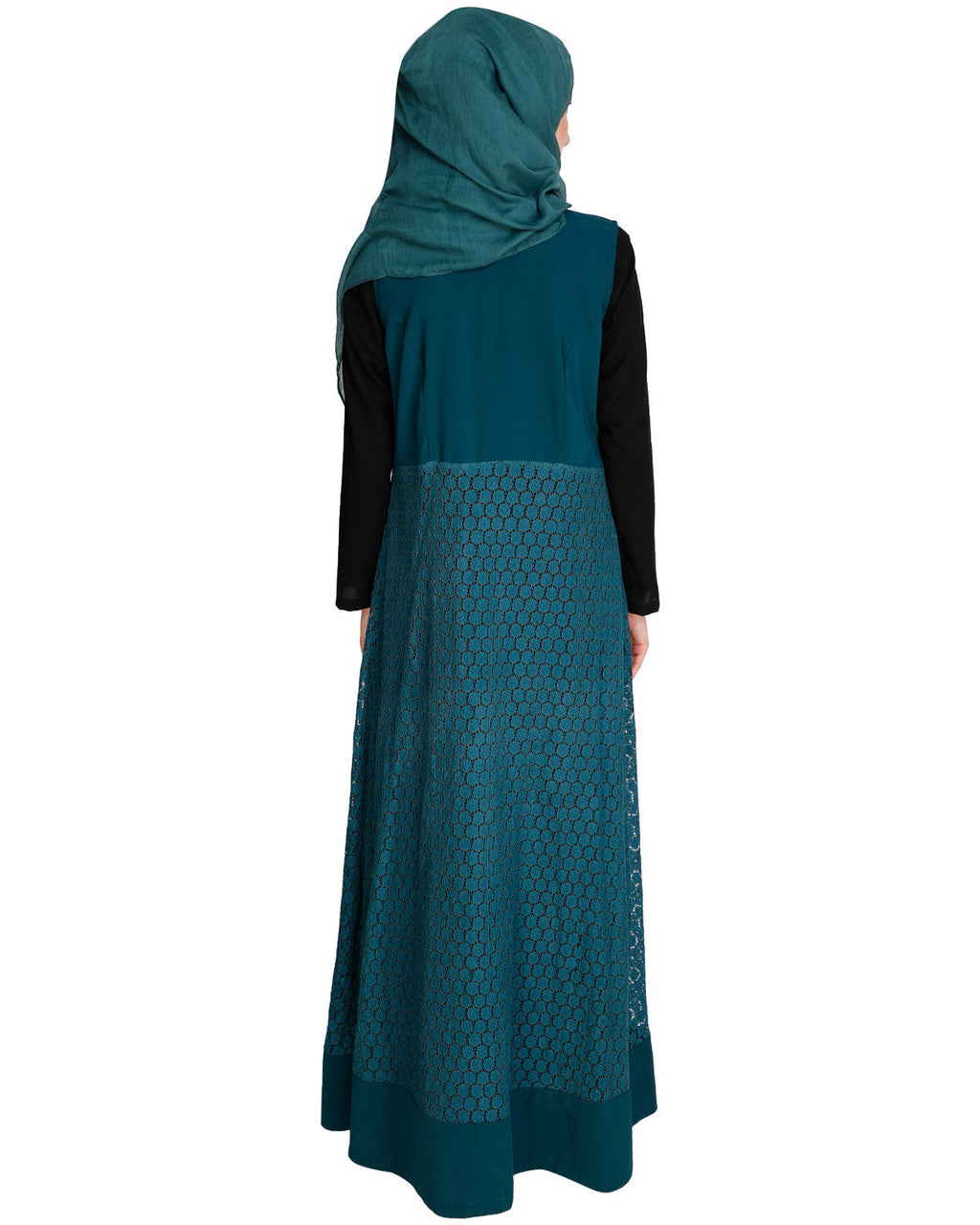 Lace Jacket Abaya Green