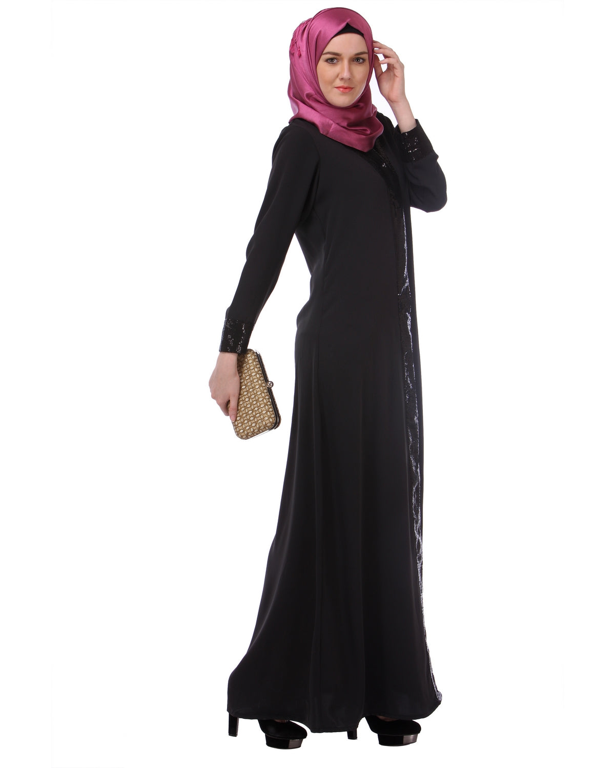 Falsa sequined Formal Abaya Black S