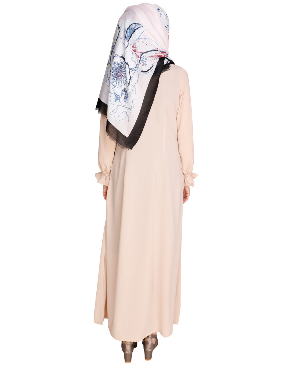 Gathered Sleeves Abaya Beige