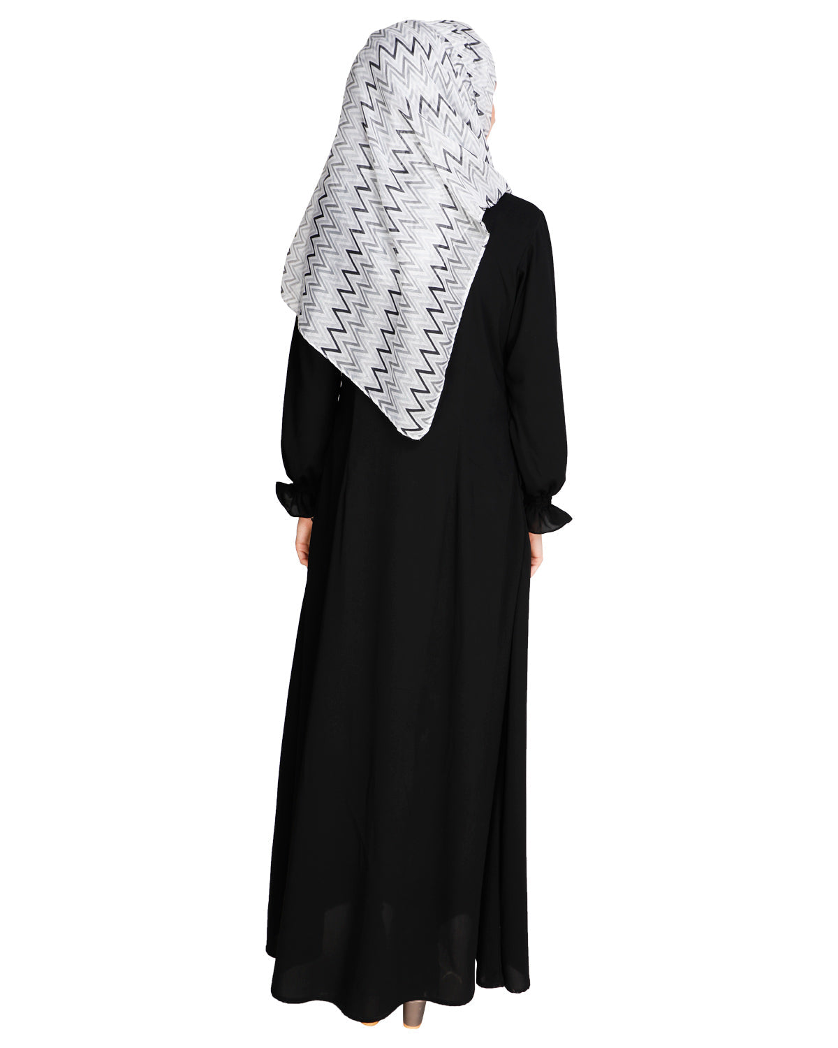 Gathered Sleeves Abaya Black