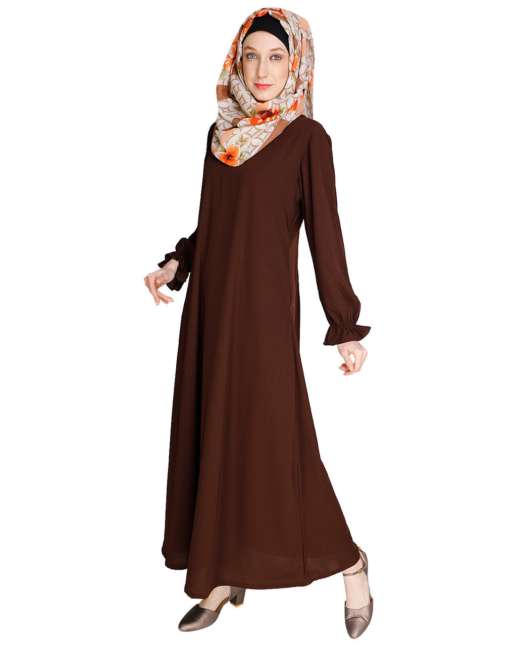 Gathered Sleeves Abaya Black