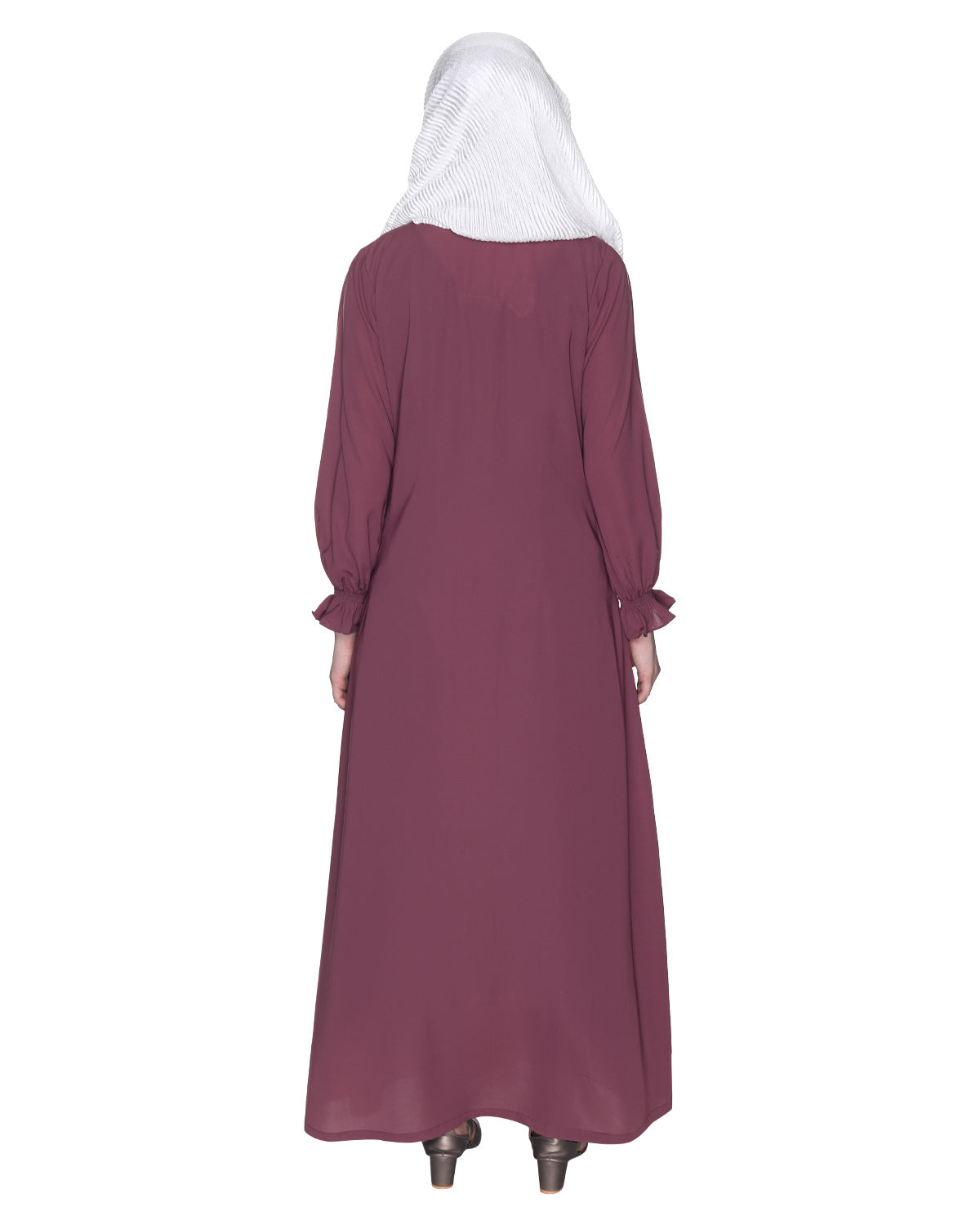 Gathered Sleeves Abaya Onion Pink