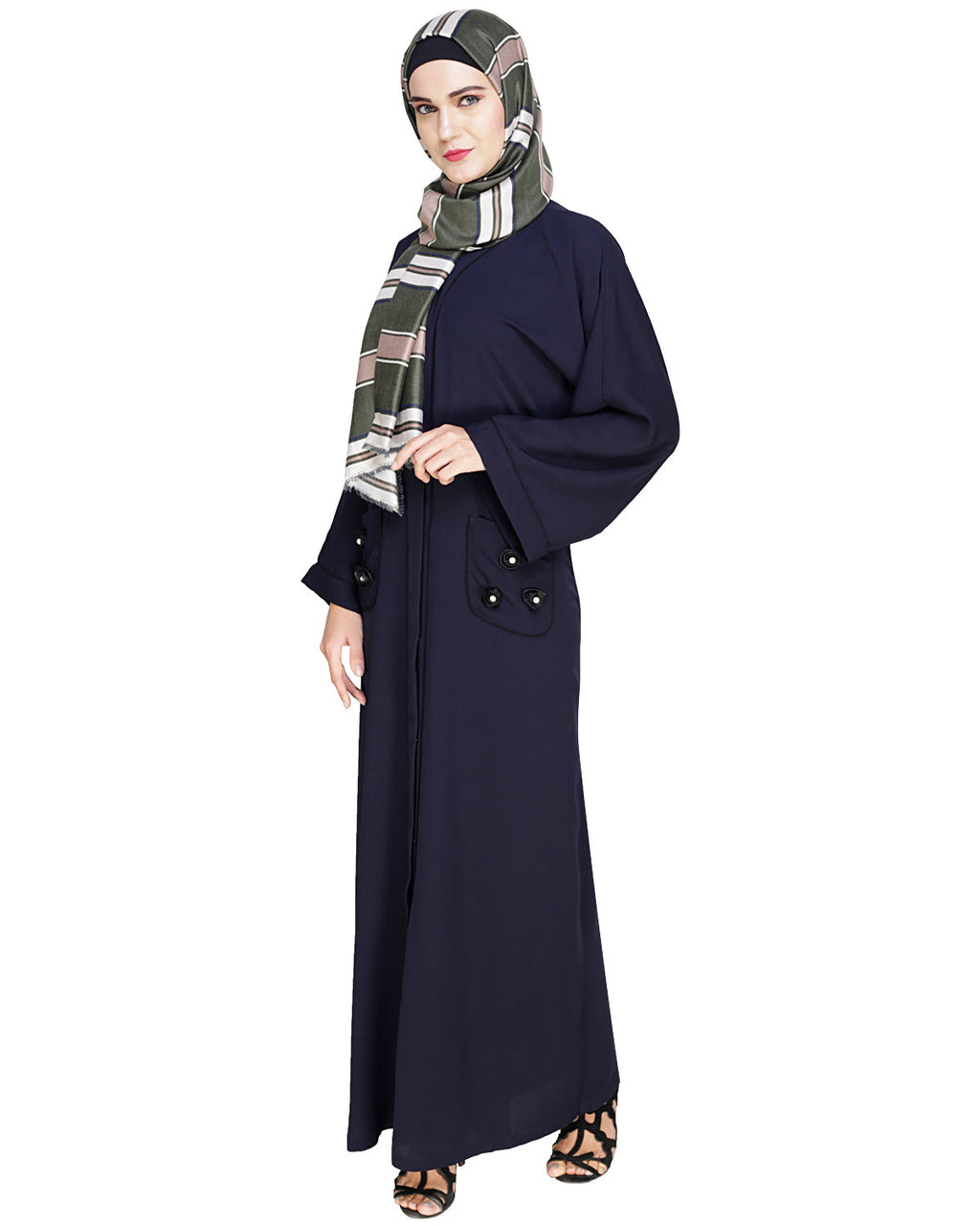 Classic Dubai Style Abaya Dark Blue