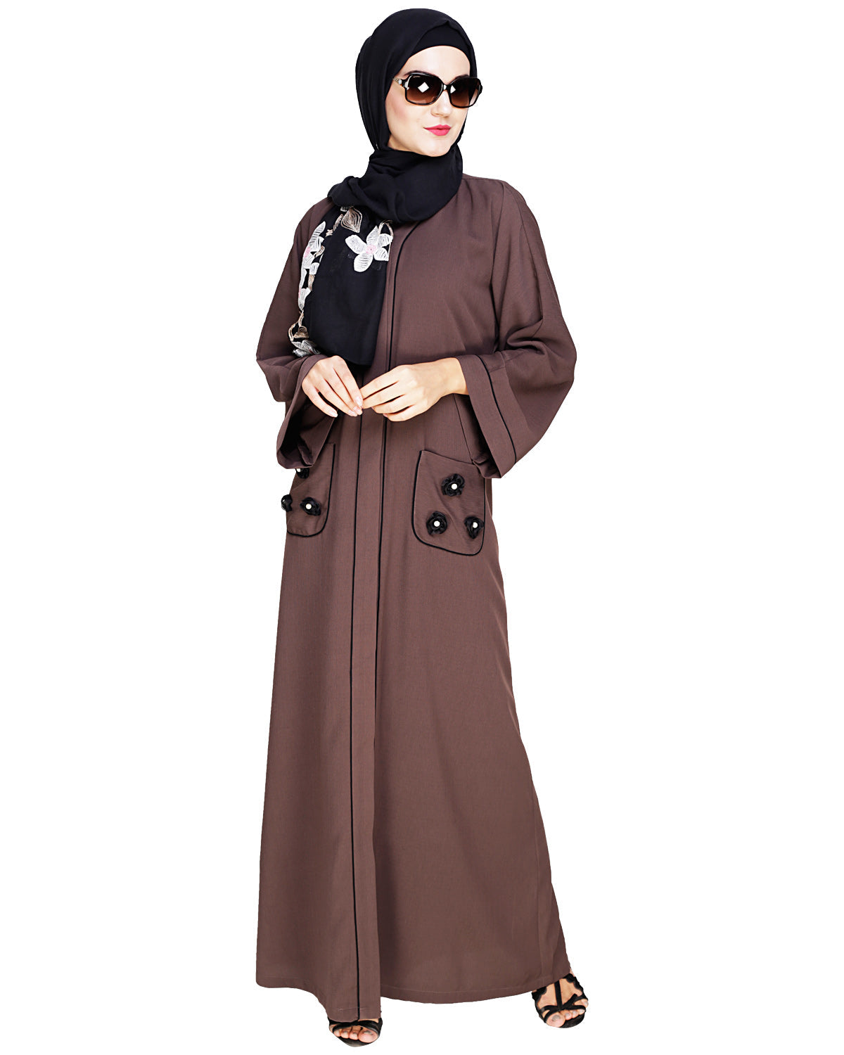 Classic Dubai Style Abaya Wood Brown