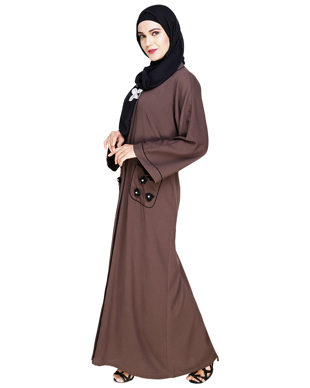 Classic Dubai Style Abaya Wood Brown