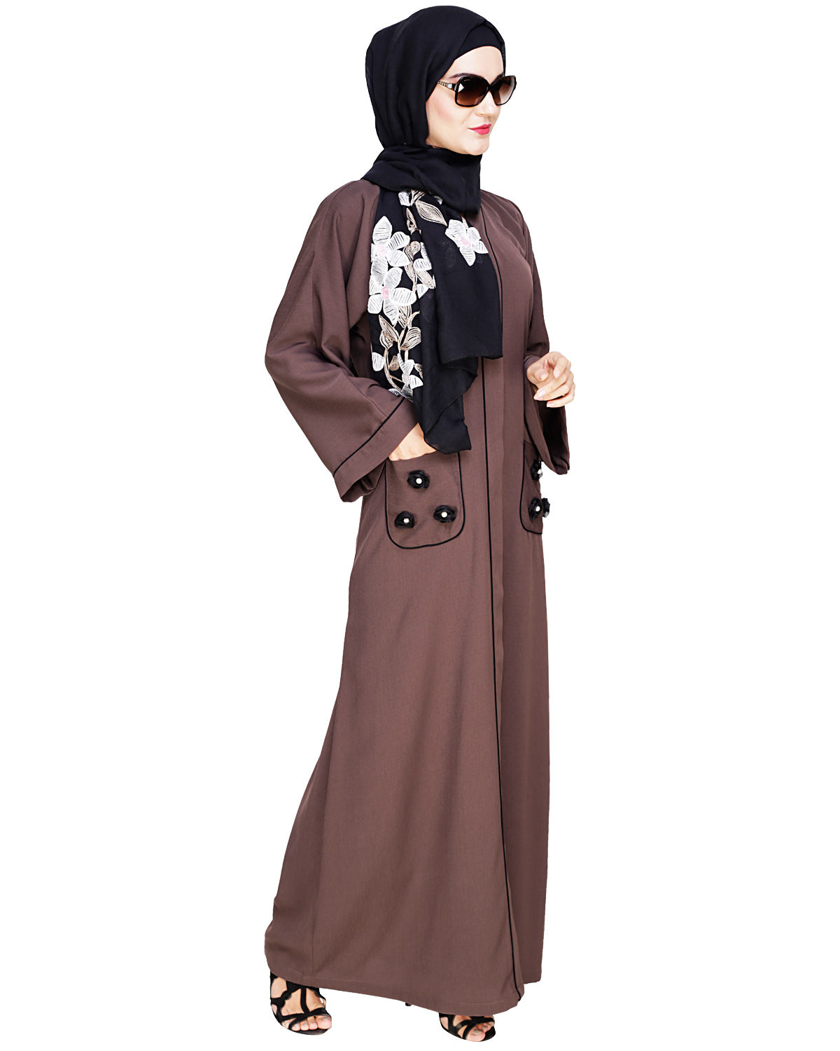 Classic Dubai Style Abaya Wood Brown