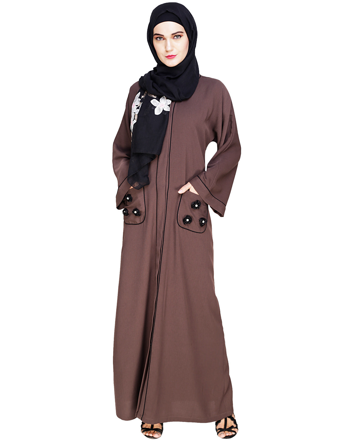 Classic Dubai Style Abaya Wood Brown