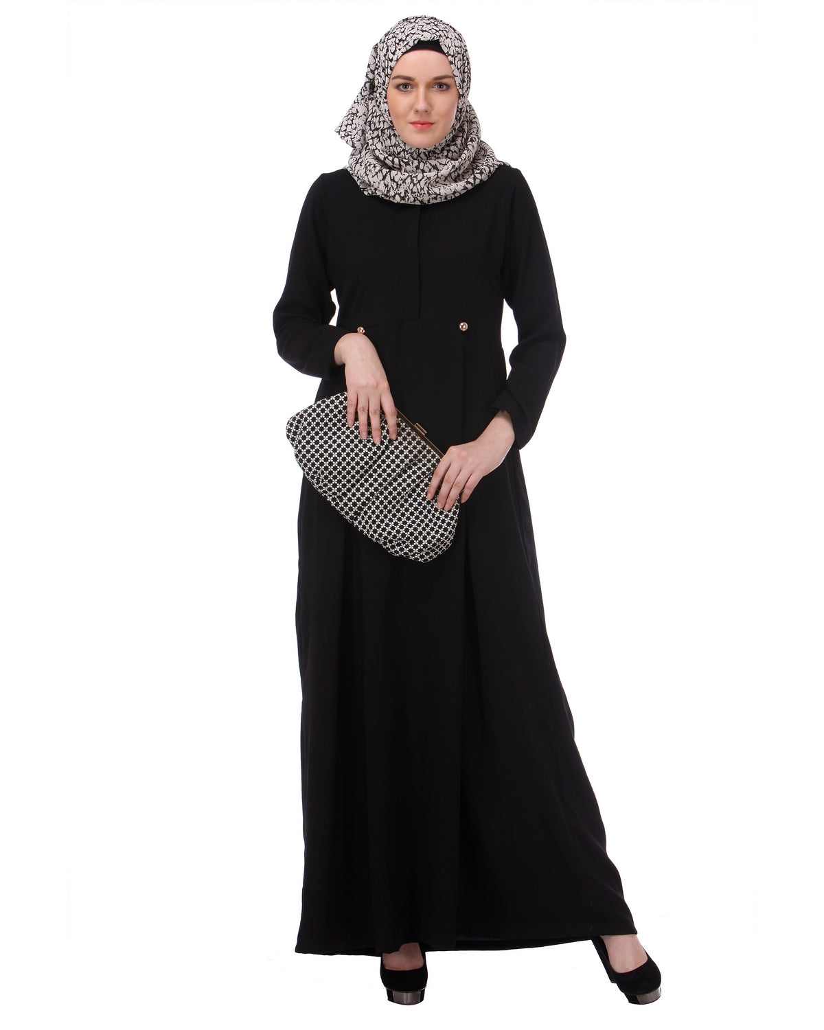 Flared Frock Style Abaya Black