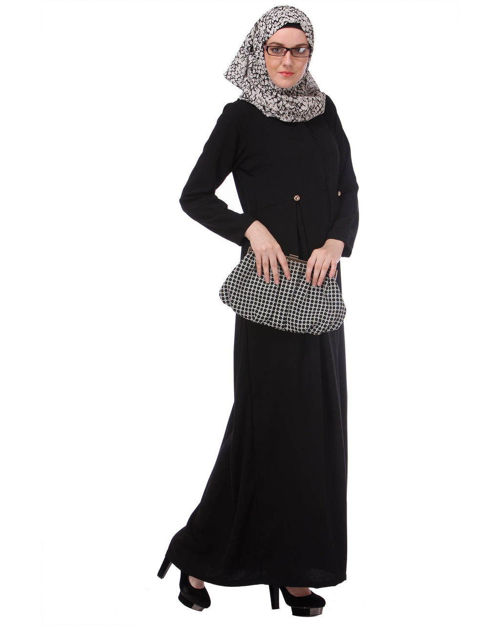 Flared Frock Style Abaya Black