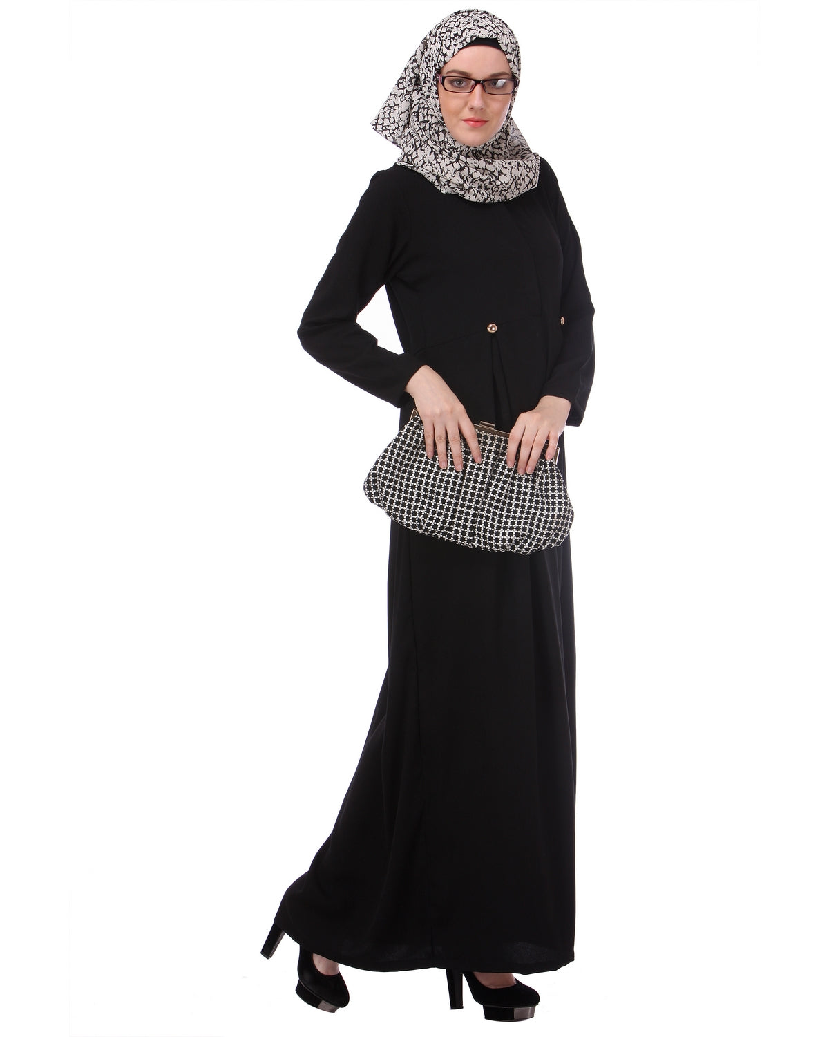 Flared Frock Style Abaya Black
