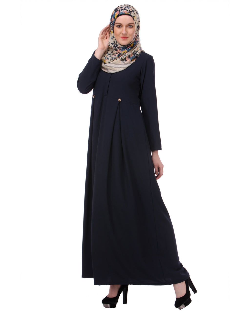 Flared Frock Style Abaya Blue