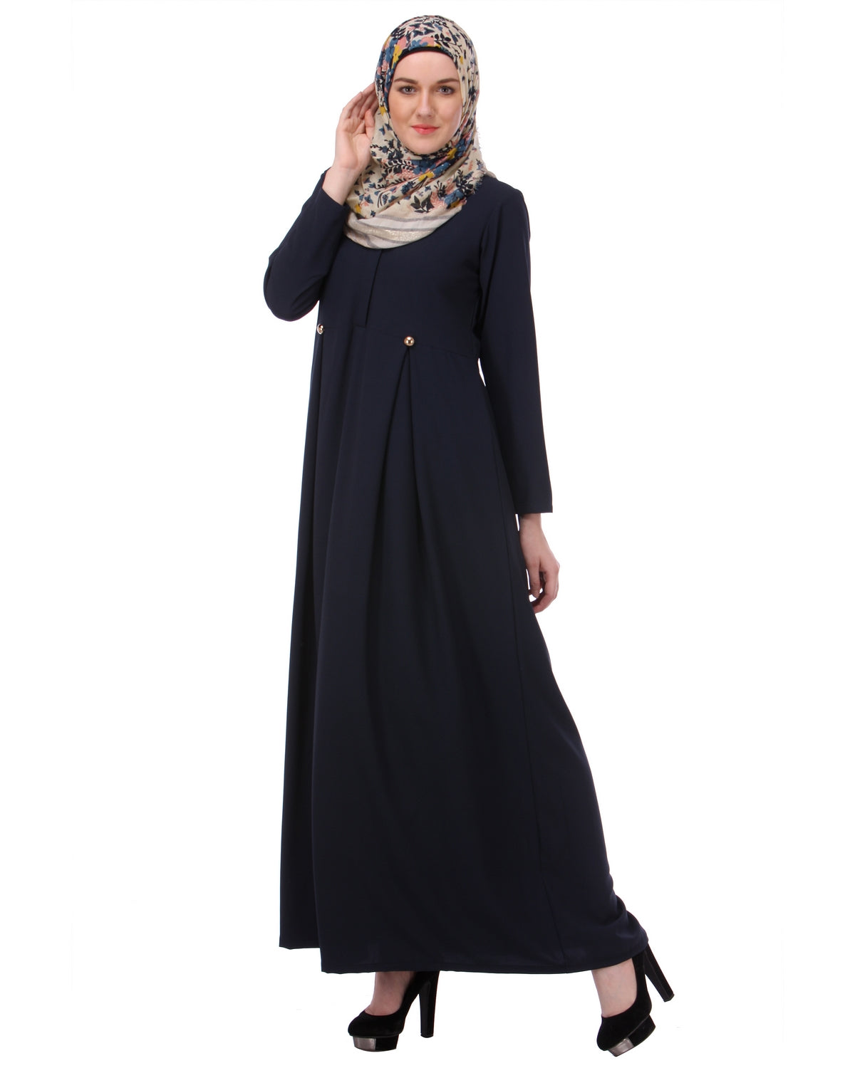 Flared Frock Style Abaya Blue