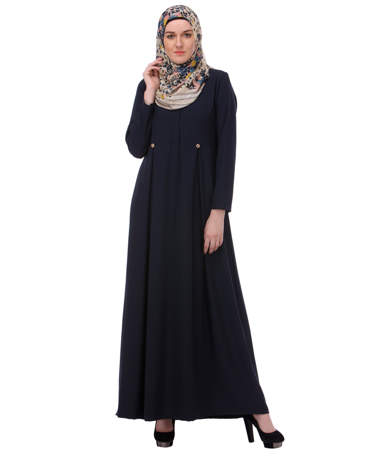 Flared Frock Style Abaya Blue